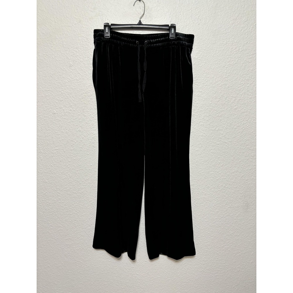 Simply Vera Vera Wang Pants Womens Large Black Velvet Pull-On Wide Leg Pockets